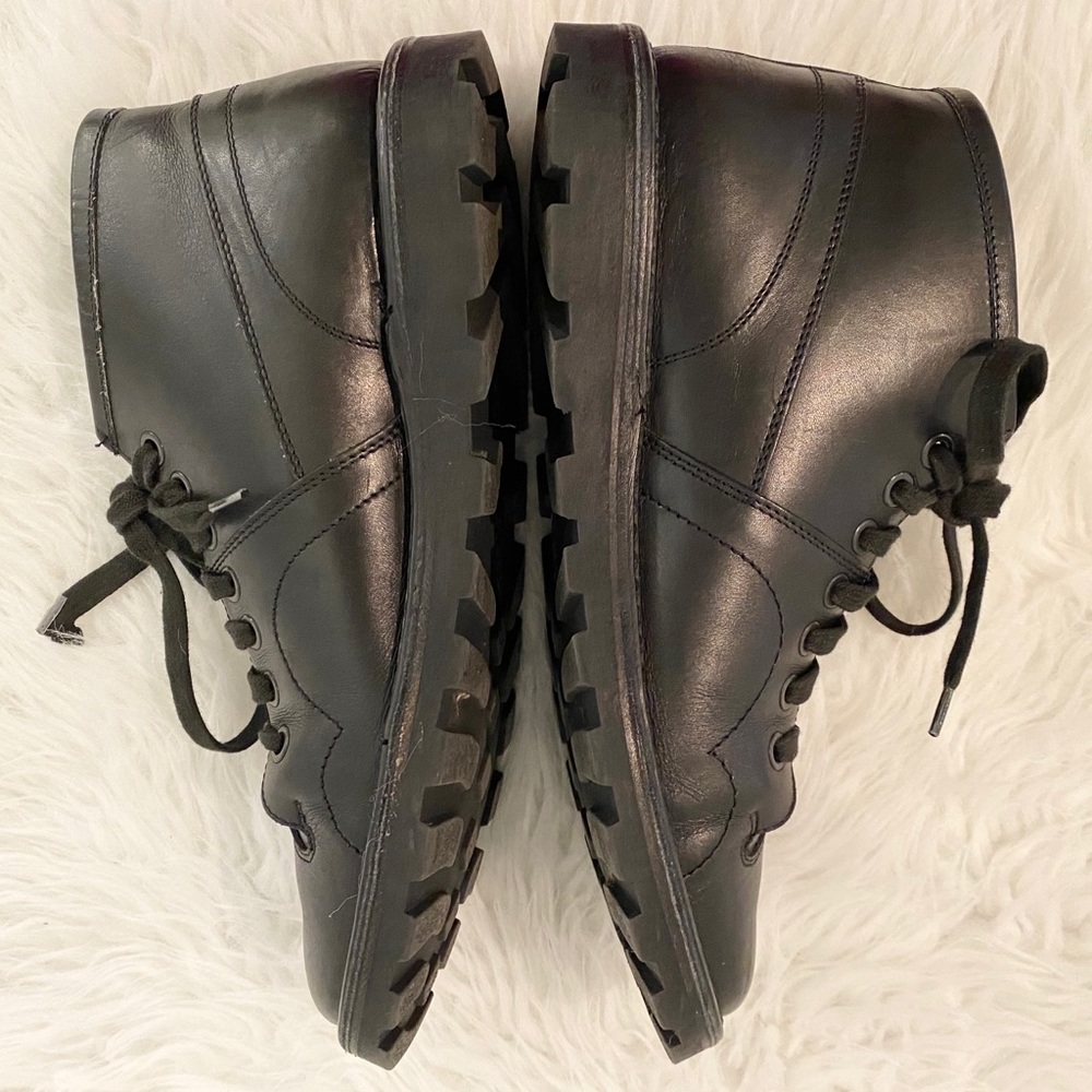 Burberry Black Leather Moto Combat Lace Up Military Boots Sneakers Shoes Sz 40 7 - Picture 9 of 16